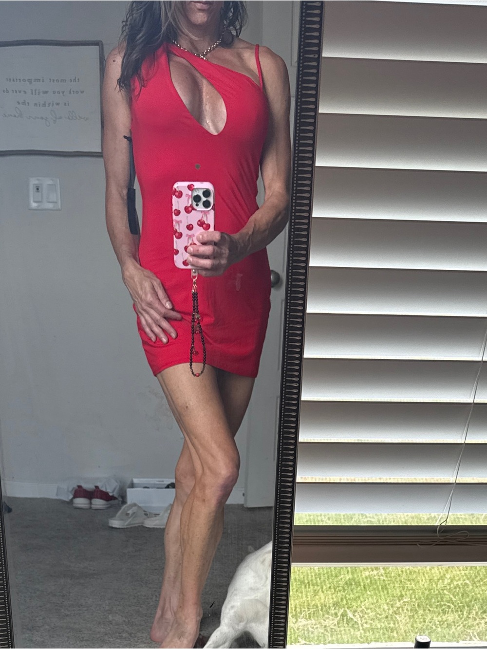 h:ours Lafia One-Shoulder Mini Dress — Vibrant Red